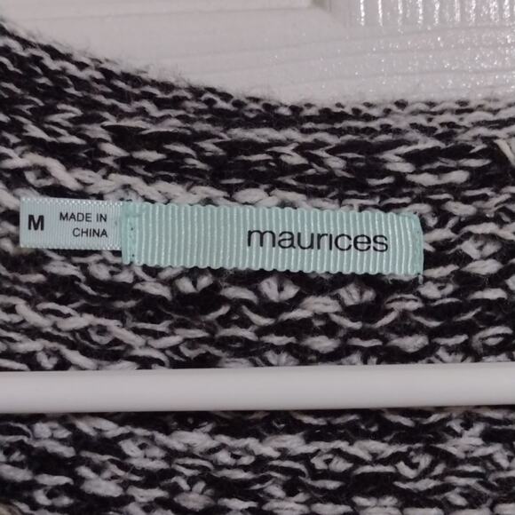 Maurices black and white static print black stripe sweater dress women's size M. - Picture 4 of 6